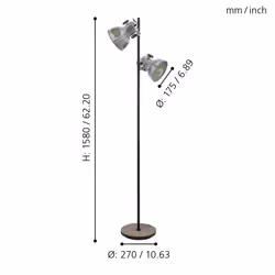 Eglo 49722 Barnstaple Floor Lamp in Used-Look Zinc