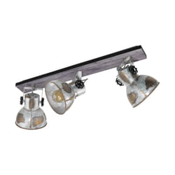 Eglo Ceiling lamp Barnstaple, 3 Flame Vintage Ceiling spot in Industrial Design, Retro Wall spot Made of Steel in zinc Used Look, Wood, Colour: Brown