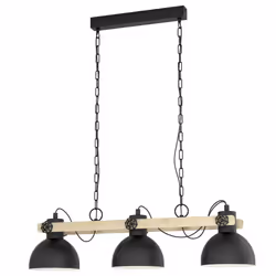 Eglo Pendant lighting Lubenham, 3 light vintage hanging lamp in industrial design, retro ceiling light made of black metal an ...