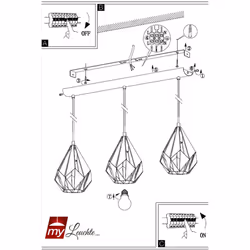 Eglo Carlton 1 pendant light, 3-flame vintage ceiling lamp, retro steel hanging light, Colour: Black, copper, Socket: E27