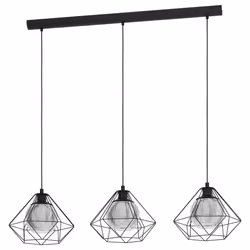 EGLO Vernham Pendant Light, 3-Bulb Pendant Lamp, Vintage, Industrial, Retro, Pendant Light Made of Steel and Smoked Glass, Bl ...
