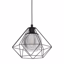 EGLO Vernham Pendant Light, 3-Bulb Pendant Lamp, Vintage, Industrial, Retro, Pendant Light Made of Steel and Smoked Glass, Black, Dining Table Lamp