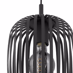 Eglo Pendant Lighting Romazzina, 3 lamp Ceiling Light Fitting, Cluster Hanging lamp for Dining and Living Room, Black Metal, E27 Socket, ? 18 in