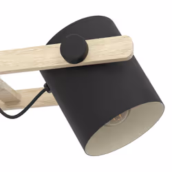 Eglo Pendant lighting Hornwood, 3 light vintage hanging lamp in industrial design, retro ceiling light made of black metal and natural wood, FSC