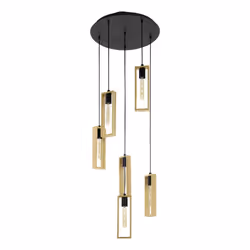 Eglo Pendant Lighting Littleton, 6 Light Vintage Cluster Hanging lamp in Industrial Design, Retro Ceiling Light Made of Black ...