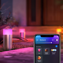 Philips Hue Calla White and Colour Ambiance Outdoor Smart Light Pedestal. (INOX Grey) for Outdoor Smart Home Lighting, Patio, Terrace and Garden