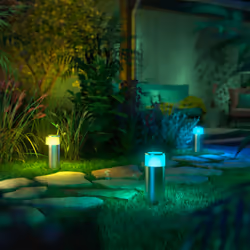 Philips Hue Calla White and Colour Ambiance Outdoor Smart Light Pedestal. (INOX Grey) for Outdoor Smart Home Lighting, Patio, Terrace and Garden