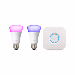 Philips Hue White and Colour Ambiance Bulb Twin Pack with Bridge, E27, 10 W
