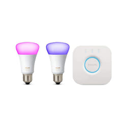 Philips Hue White and Colour Ambiance Bulb Twin Pack with Bridge, E27, 10 W