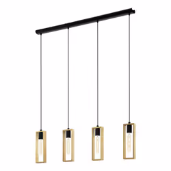 Eglo Pendant lighting Littleton, 4 light vintage hanging lamp in industrial design, retro ceiling light made of black metal a ...
