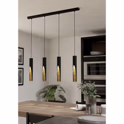 Eglo LED Pendant light Barbotto, 3 lamp ceiling light fitting with indirect lighting, hanging lamp for dining and living room, metal in black and