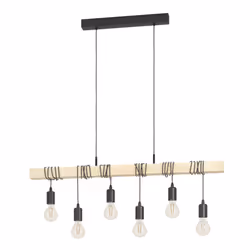 Eglo Pendant Lighting Townshend, 6 Light Vintage Hanging lamp in Industrial Design, Retro Ceiling Light Made of Black Metal a ...