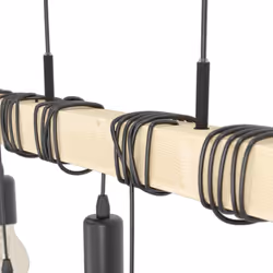 Eglo Pendant Lighting Townshend, 6 Light Vintage Hanging lamp in Industrial Design, Retro Ceiling Light Made of Black Metal and Natural Wood, FSC
