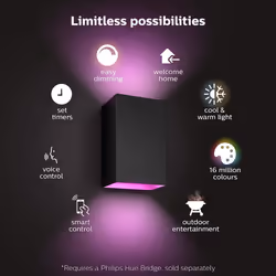 Philips Hue Resonate White and Colour Ambiance LED Smart Outdoor Wall Light, Black, Compatible with Alexa, Google Assistant and Apple HomeKit