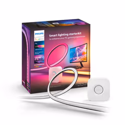 Philips Hue Play Gradient PC Lightstrip Starter Kit Including Hue Bridge [for 3X 24-27 Inch Screens] LED Smart Lighting. Sync ...