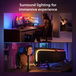 Philips Hue Play Gradient PC Lightstrip Starter Kit Including Hue Bridge [for 3X 24-27 Inch Screens] LED Smart Lighting. Sync for Entertainment,