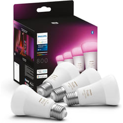 Philips Hue New White and Colour Ambiance Smart Light Bulb 4 Pack 60W - 800 Lumen [E27 Edison Screw] with Bluetooth. Works with Alexa, Google