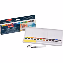 Derwent Inktense Paint 24 Pan Palette, Set of 24, Half Pan Size, Water-Soluble, Ideal for Painting & Crafts on Paper & Fabric, Professional Quality