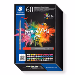 STAEDTLER 371 C60 Pigment Arts Brush Pen - Assorted Colours (Pack of 60)