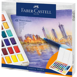 Faber-Castell Creative Studio Watercolours In Pans, Multicoloured, Set Of 48, For Art, Craft, Drawing, Sketching, Home, School, University, Colouring