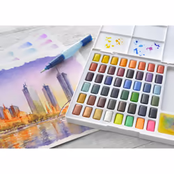Faber-Castell Creative Studio Watercolours In Pans, Multicoloured, Set Of 48, For Art, Craft, Drawing, Sketching, Home, School, University, Colouring
