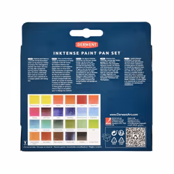 Derwent Inktense Paint 24 Pan Palette, Set of 24, Half Pan Size, Water-Soluble, Ideal for Painting & Crafts on Paper & Fabric, Professional Quality,