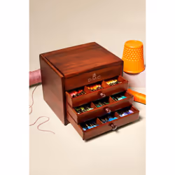 DMC Wooden Collectors Storage Box Includes 120 Threads
