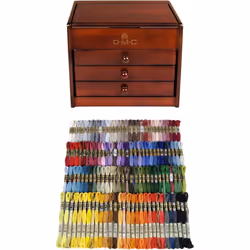 DMC Wooden Collectors Storage Box Includes 120 Threads