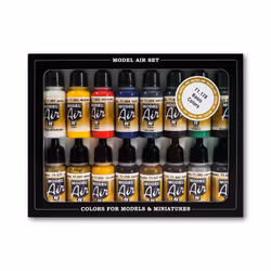 Vallejo Model Air Basic Colors Acrylic Paint Set for Air Brush - Assorted Colours (Pack of 16)