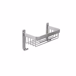 Croydex Aluminium Large Basket - Bathroom Storage Solution, Wall-Mounted Shower Caddy with Hooks, Chrome Bathroom Accessory, ...