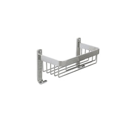 Croydex Aluminium Large Basket - Bathroom Storage Solution, Wall-Mounted Shower Caddy with Hooks, Chrome Bathroom Accessory, Rust-Free, Includes Wall