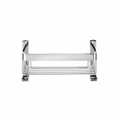 Croydex Aluminium Large Basket - Bathroom Storage Solution, Wall-Mounted Shower Caddy with Hooks, Chrome Bathroom Accessory, Rust-Free, Includes Wall