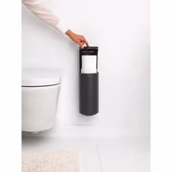 Brabantia - Mindset Toilet Roll Dispenser - Room for 2 Spare Rolls - Fits All Regular Roll Sizes - Smart Lift System - Corrosion Resistant - Bathroom