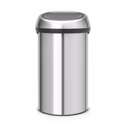 Brabantia 60 Litre Large Kitchen Touch Bin (Matt Steel) Removable Lid, Soft-Touch Open, Easy Clean Rubbish Food Waste Bin