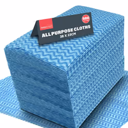 SOL 500pk All Purpose Cloths, 38x23cm Disposable Cleaning J Cloths Blue, Soft, Absorbent, Gentle & Reusable for Household and ...