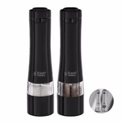 Russell Hobbs 28010-56 Electric Salt and Pepper Mill Set [2 Automatic Grinders] Black Stainless Steel (Adjustable Grinding Fi ...