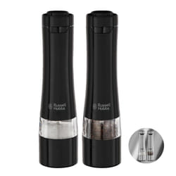 Russell Hobbs 28010-56 Electric Salt and Pepper Mill Set [2 Automatic Grinders] Black Stainless Steel (Adjustable Grinding Fineness, Ceramic Grinding