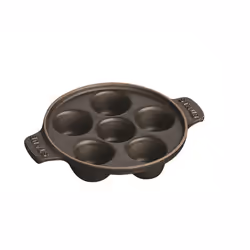 Staub Round Snail Dish with 6 Holes, Cast Iron, Matt Black, 14 centimeters