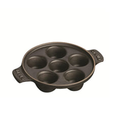 Staub Round Snail Dish with 6 Holes, Cast Iron, Matt Black, 14 centimeters