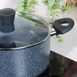 Russell Hobbs RH03410EU7 Nightfall Stone 28cm Stockpot - Non-Stick Saucepan, Tempered Glass Lid, Induction Safe, Durable Aluminum Cookware, Soup Pan,