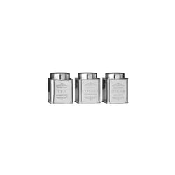 Premier Housewares Coffee Tea Sugar Set Stainless Steel Sugar Tea And Coffee Containers Grey Tea Coffee And Sugar Canisters Set Set of Three 12x10x10,