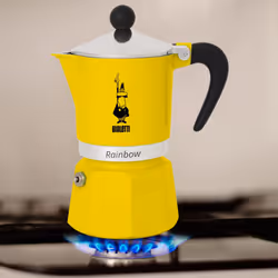 Bialetti Rainbow Caffettiera Colorata, Alluminio, Giallo, 6 Tazze,Yellow,30 x 20 x 15 cm