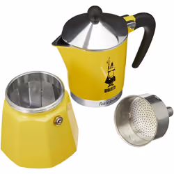 Bialetti Rainbow Caffettiera Colorata, Alluminio, Giallo, 6 Tazze,Yellow,30 x 20 x 15 cm