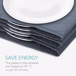 Navaris Electric Plate Warmer - 10 Plate Blanket Heater Pockets for Warming Dinner Plates to 74 Degrees in 10 Minutes - Grey Compact Folding Design