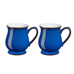 Denby - Imperial Blue Coffee Mug Set of 2 - 340ml Craftmans Curved Stoneware Ceramic Tea Mug Set For Home & Office - Dishwasher Safe, Microwave Safe -