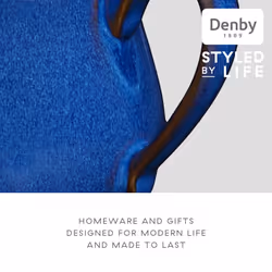 Denby - Imperial Blue Coffee Mug Set of 2 - 340ml Craftmans Curved Stoneware Ceramic Tea Mug Set For Home & Office - Dishwasher Safe, Microwave Safe -