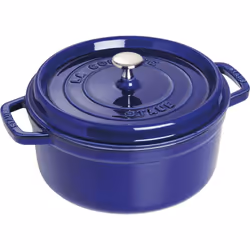 STAUB Cast Iron Roaster/Cocotte with Steamer Insert, Round, 26 cm, 5.2 L, With matte black interior enamel, Dark Blue