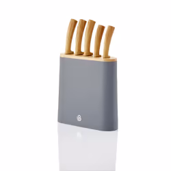 Swan SWKB1060GRYN Nordic 5 -Piece Knife Block, Bamboo Top and Handles, Stainless Steel, Fine Edge, Ergonomic Handles, Scandin ...