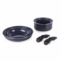 Russell Hobbs RH03321EU7 Smart Clip Pot and Pan Set ? 8 Piece Ceramic Non-Stick Frying Pans & Saucepans with 2 Detachable Han ...