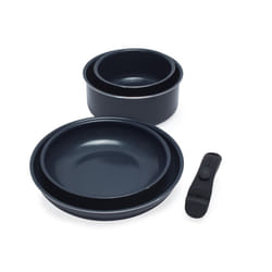Russell Hobbs RH03319EU7 Smart Clip Pot and Pan Set ? 5 Piece Ceramic Non-Stick Frying Pans & Saucepans with Detachable Handle, Stackable Design,